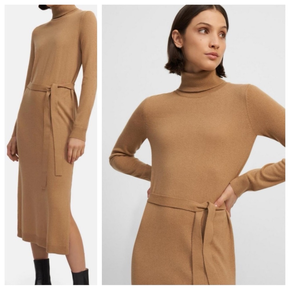 NWT Theory Cashmere Turtleneck Belted Midi Dress / Large
